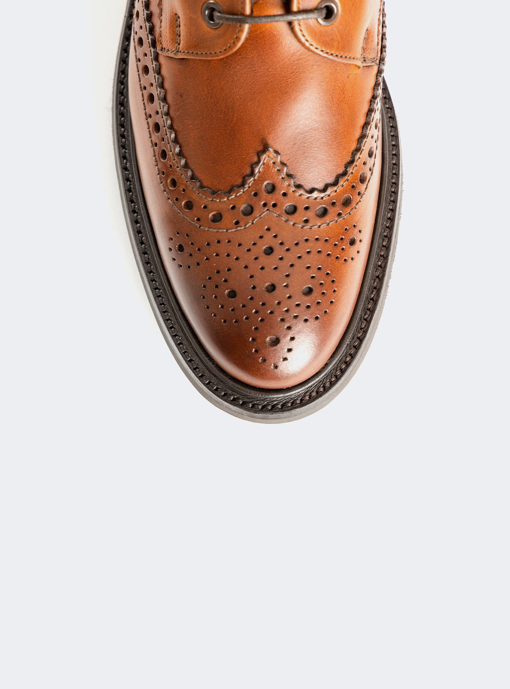 Sanders 2453 Wing-Tip Derby Boot - Tan Waxy Pull-Up Calf