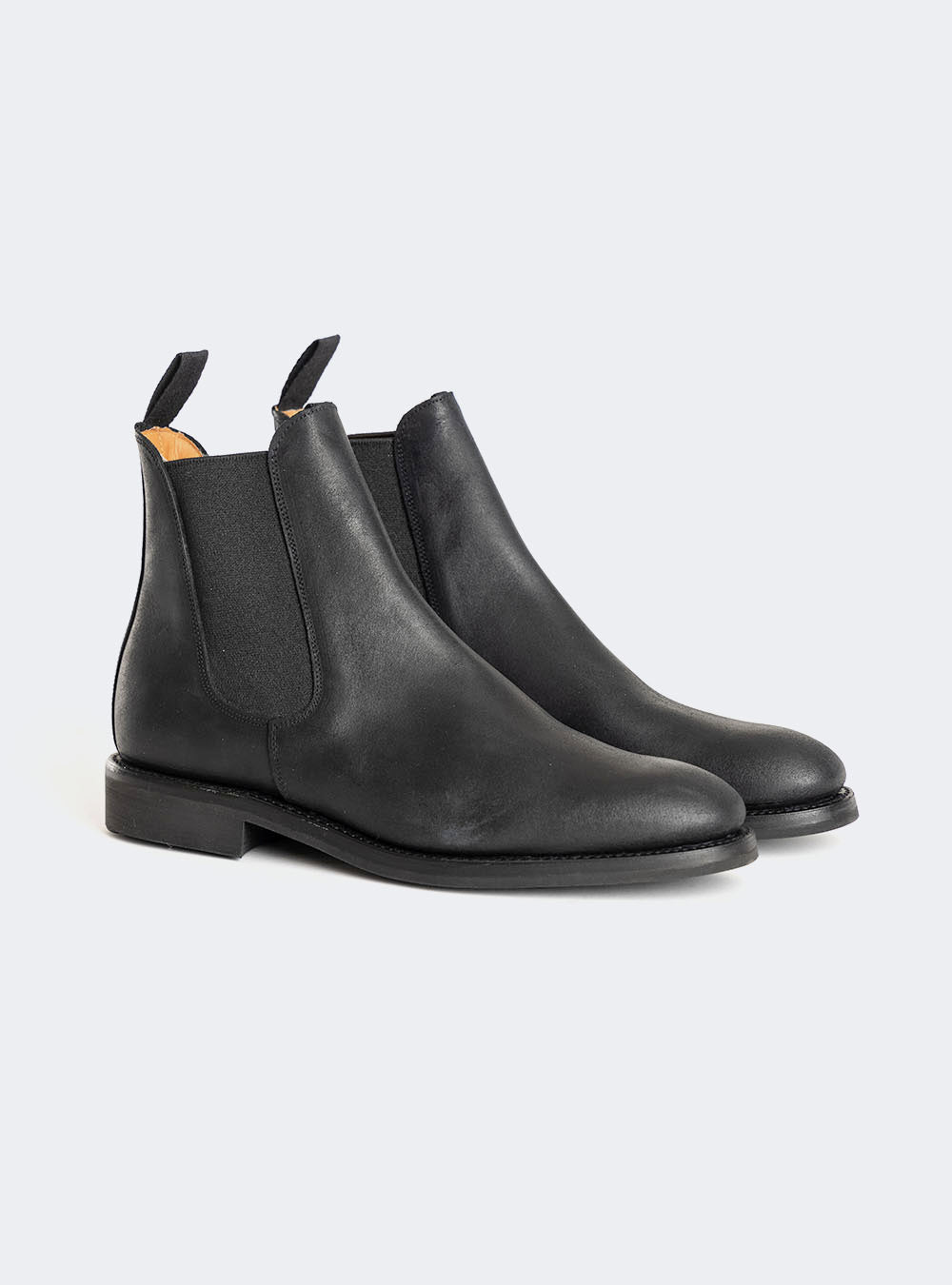 Sanders 2459 Chelsea Boot - Black Waxy Suede