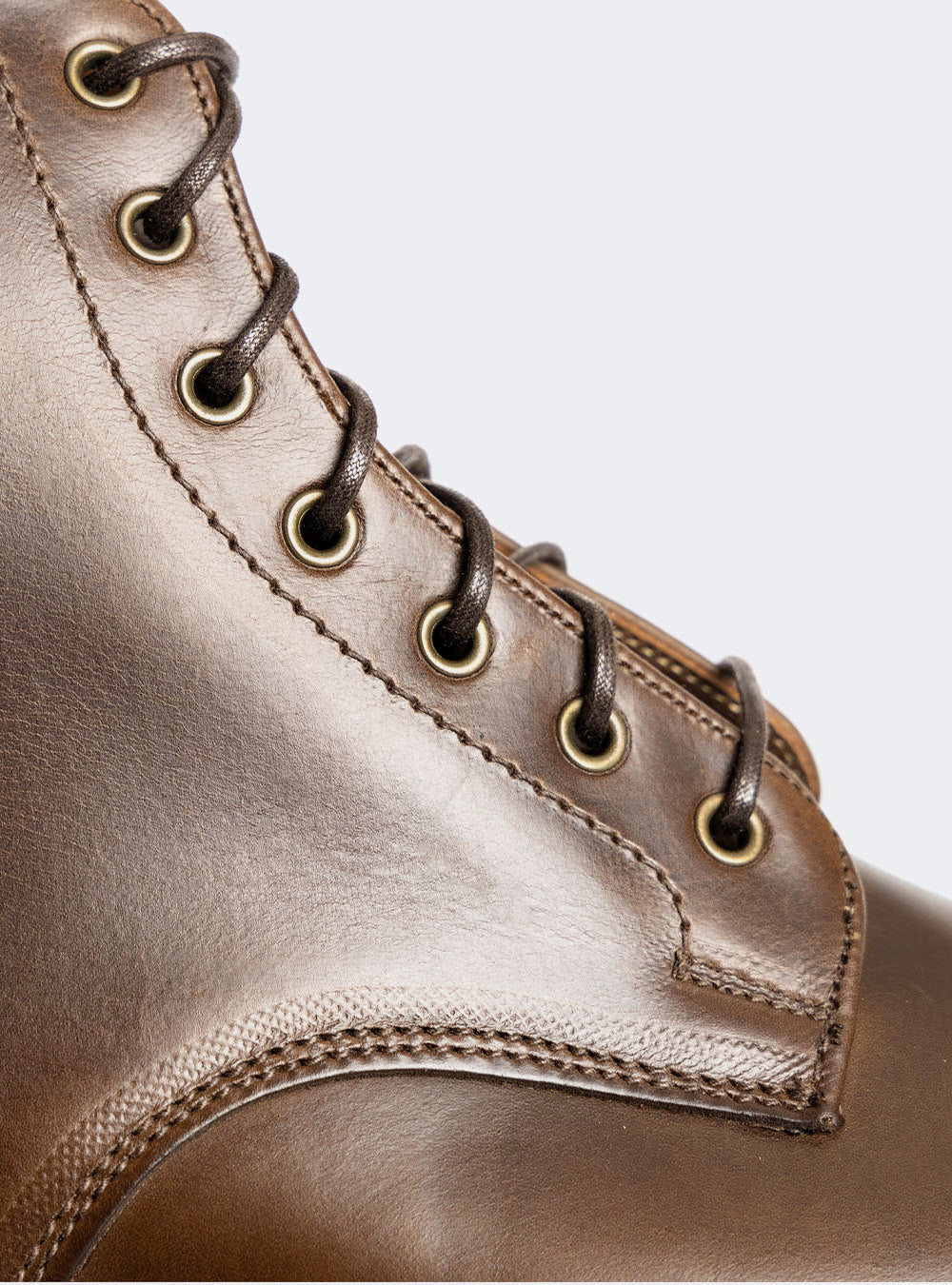 Sanders 2605 Toe-Cap Derby Boot - Dark Brown Waxy Pull-Up Calf