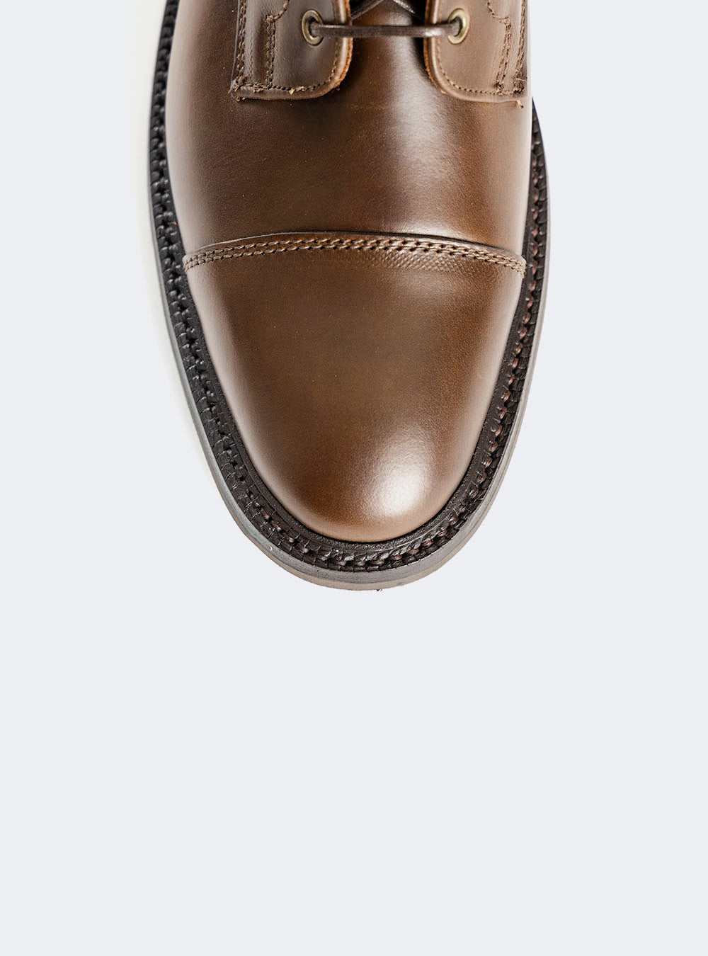 Sanders 2605 Toe-Cap Derby Boot - Dark Brown Waxy Pull-Up Calf