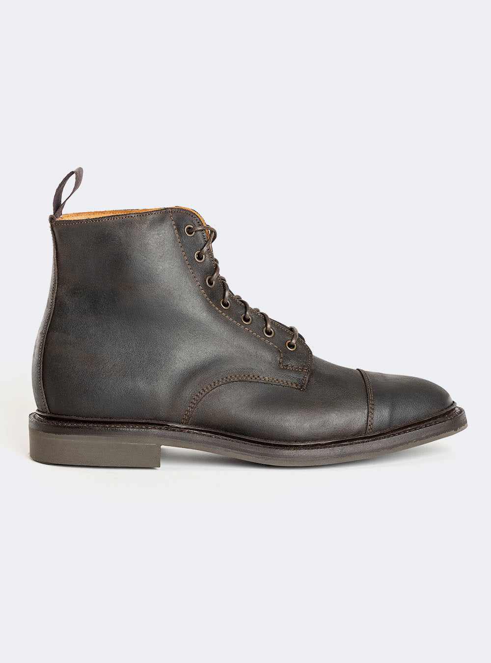 Sanders 2605 Toe-Cap Derby Boot - Kenia Dark Brown Waxy Suede