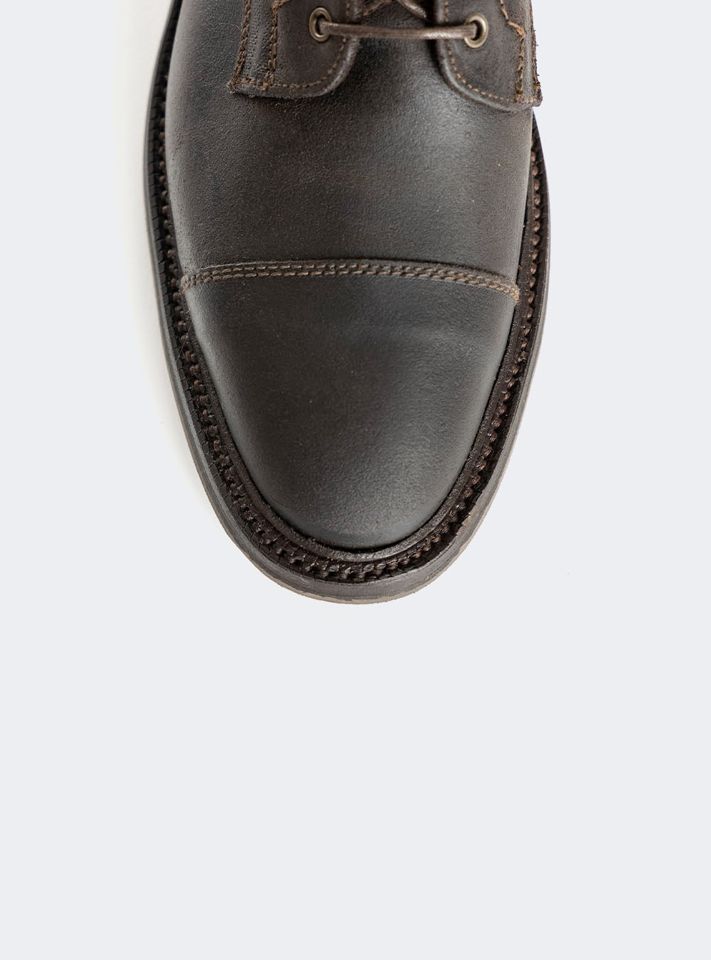 Sanders 2605 Toe-Cap Derby Boot - Kenia Dark Brown Waxy Suede