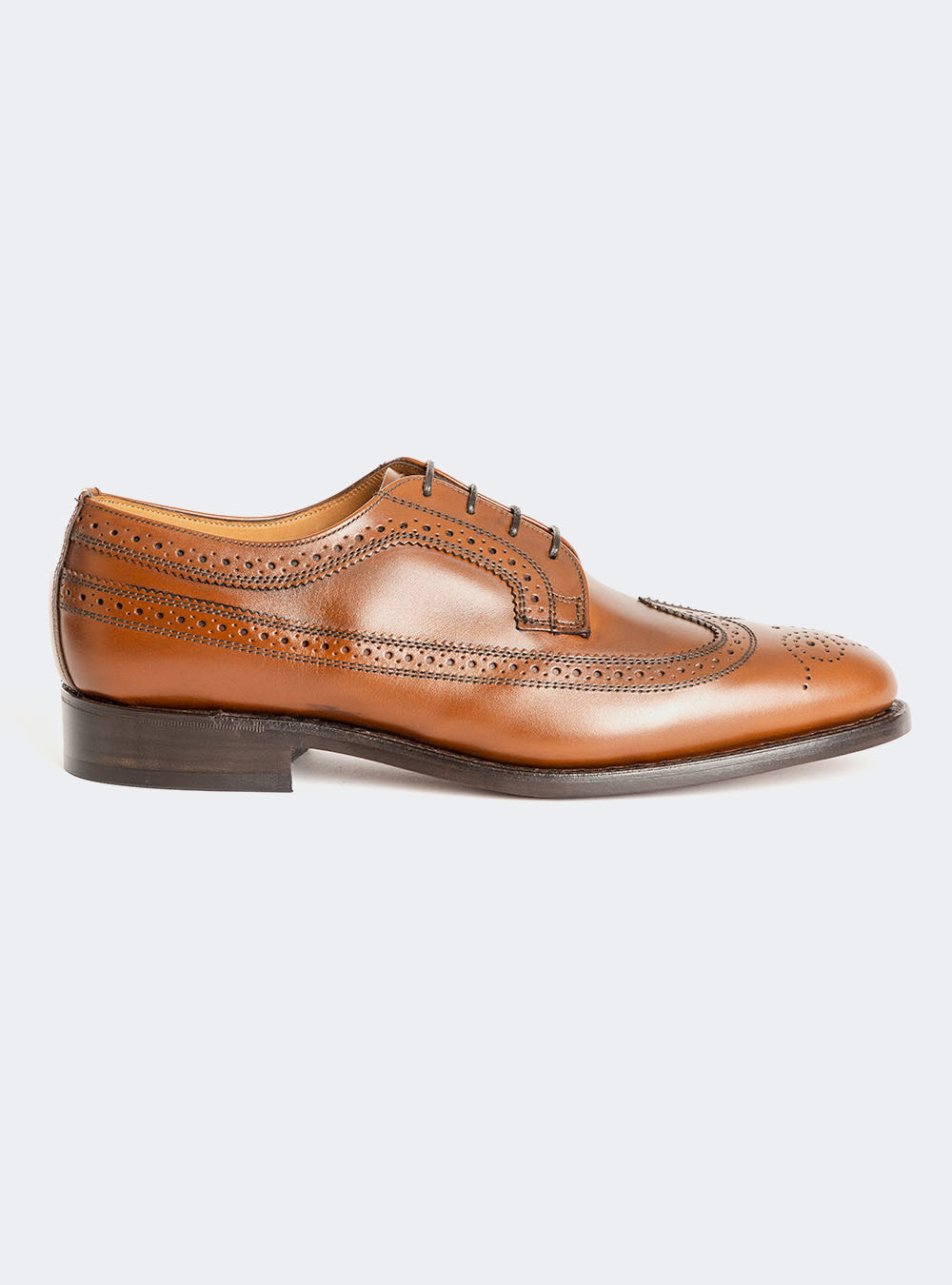 Sanders 2877 Longwing Brogue Derby Dress Shoe - Saddlewood Calf
