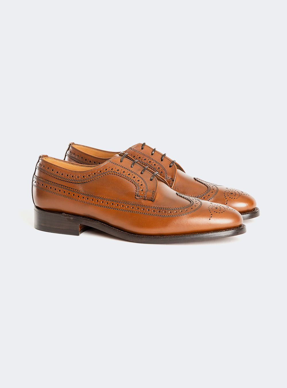 Sanders 2877 Longwing Brogue Derby Dress Shoe - Saddlewood Calf
