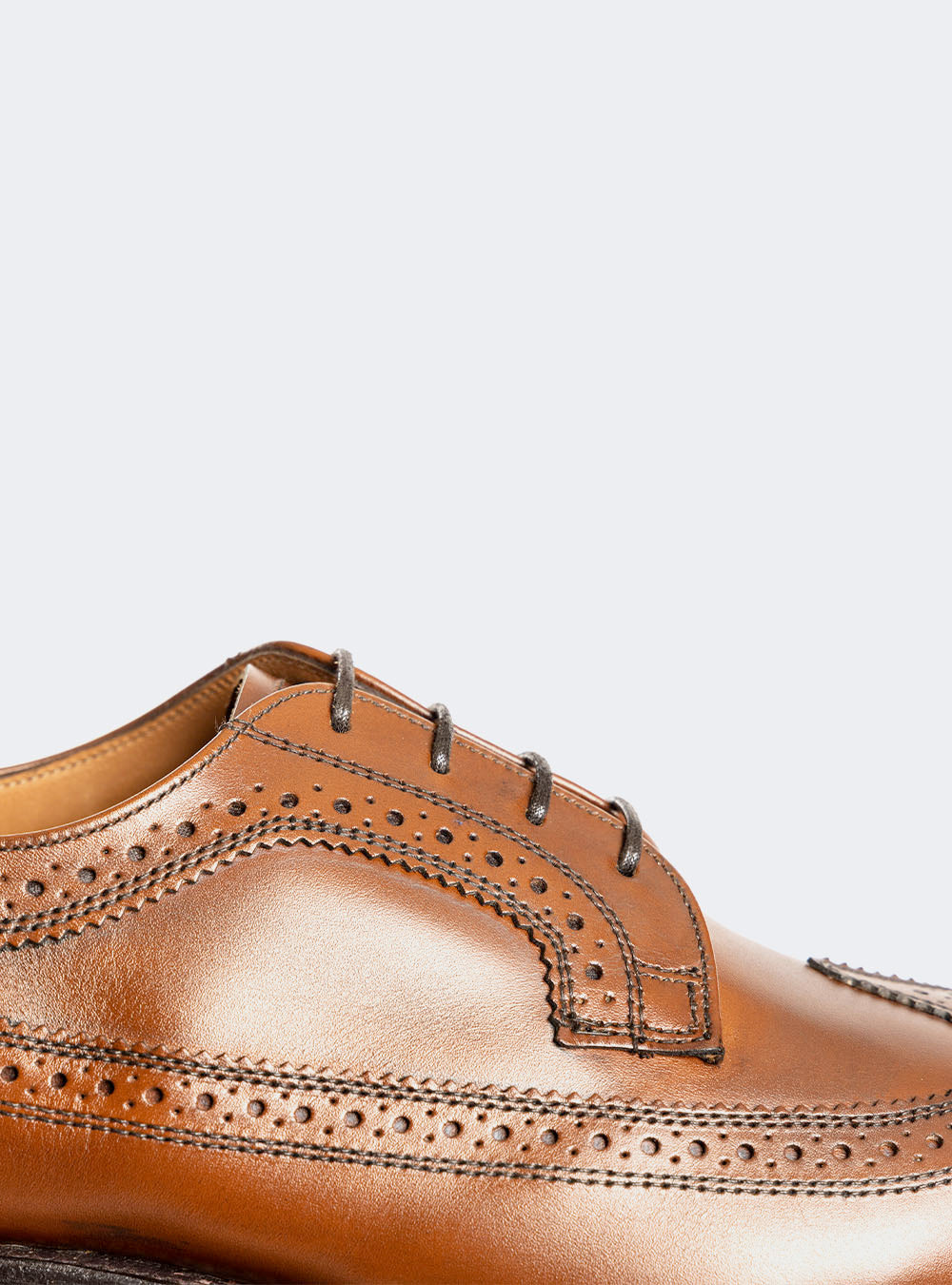 Sanders 2877 Longwing Brogue Derby Dress Shoe - Saddlewood Calf